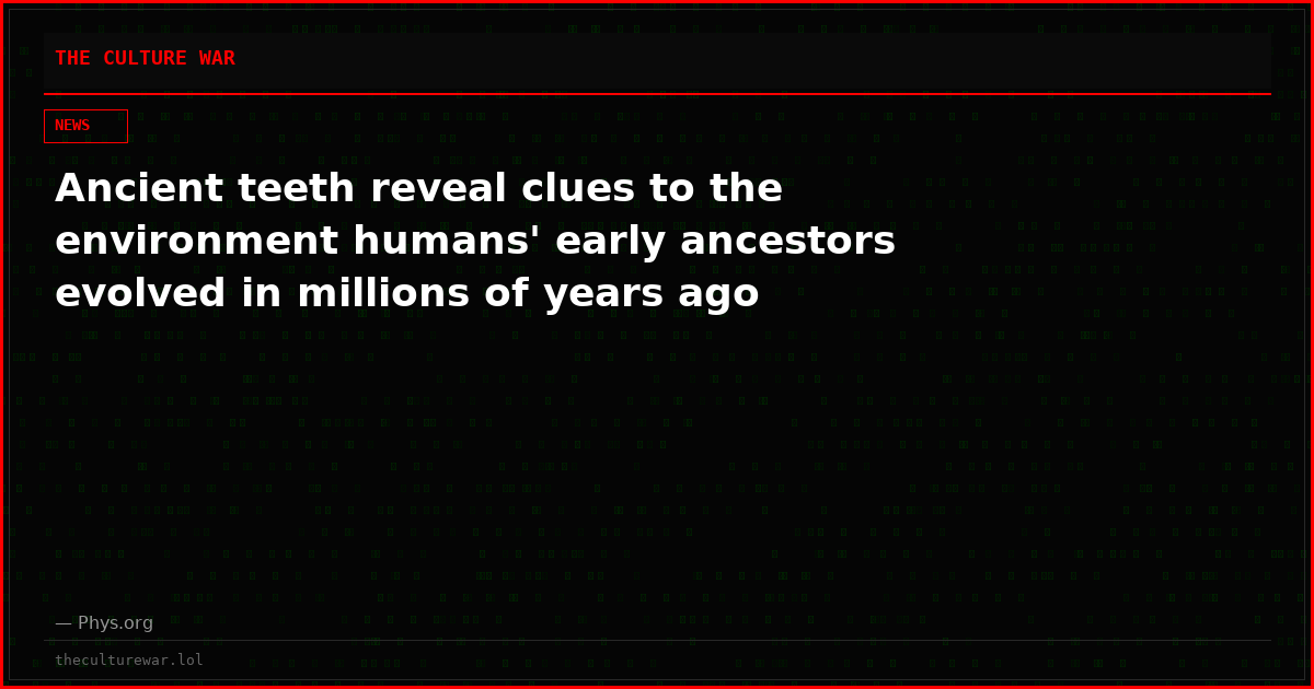 Ancient teeth reveal clues to the environment humans' early ancestors evolved in millions of years ago