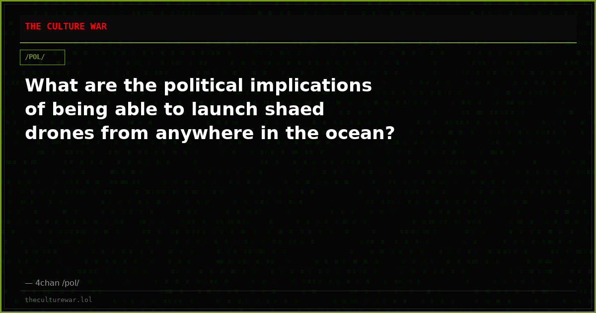 What are the political implications of being able to launch shaed drones from anywhere in the ocean?
