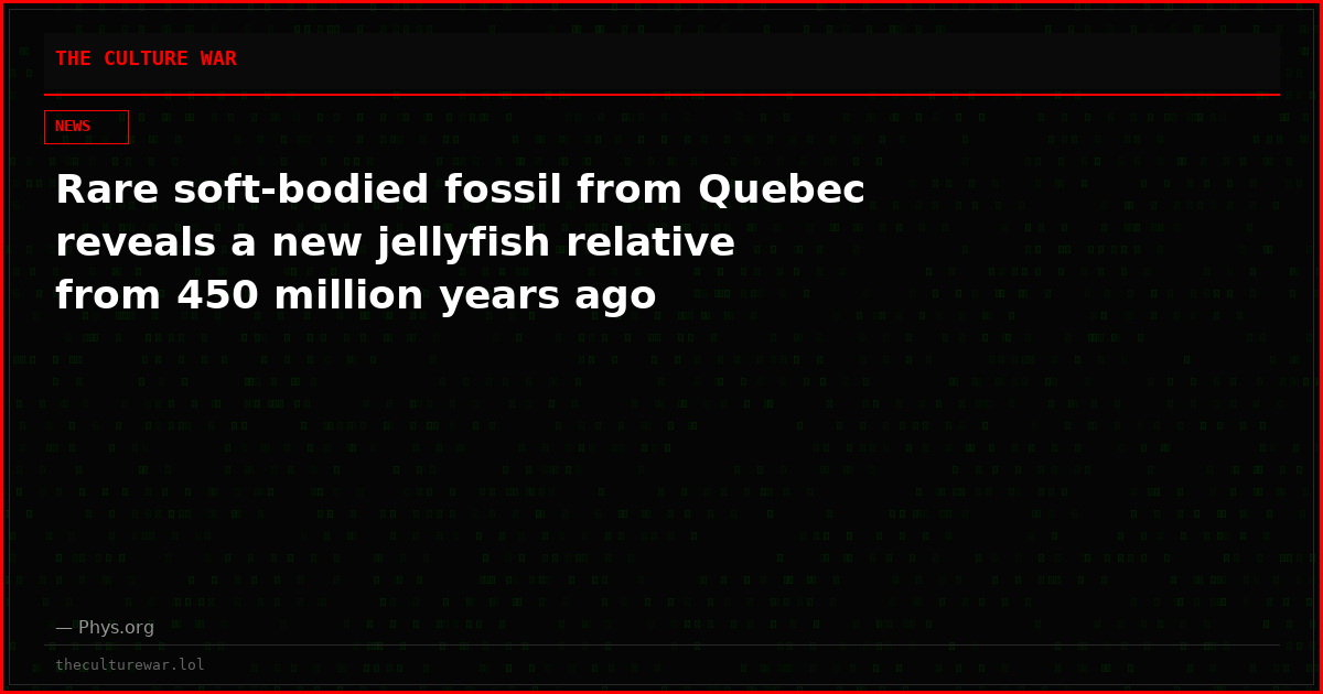 Rare soft-bodied fossil from Quebec reveals a new jellyfish relative from 450 million years ago