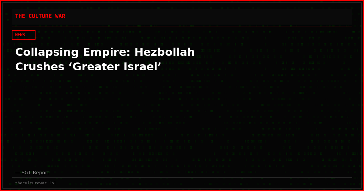 Collapsing Empire: Hezbollah Crushes ‘Greater Israel’