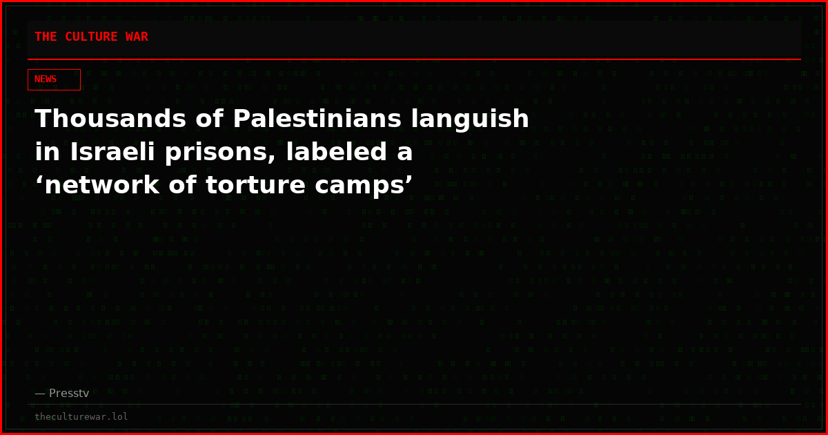 Thousands of Palestinians languish in Israeli prisons, labeled a ‘network of torture camps’