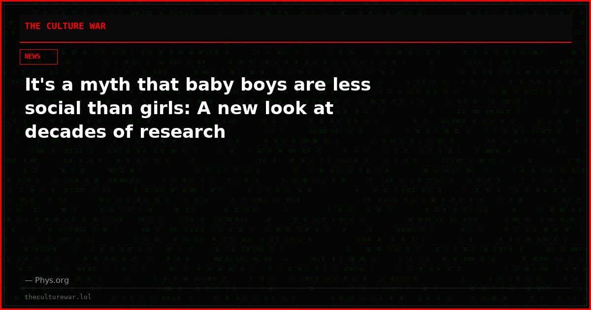 It's a myth that baby boys are less social than girls: A new look at decades of research