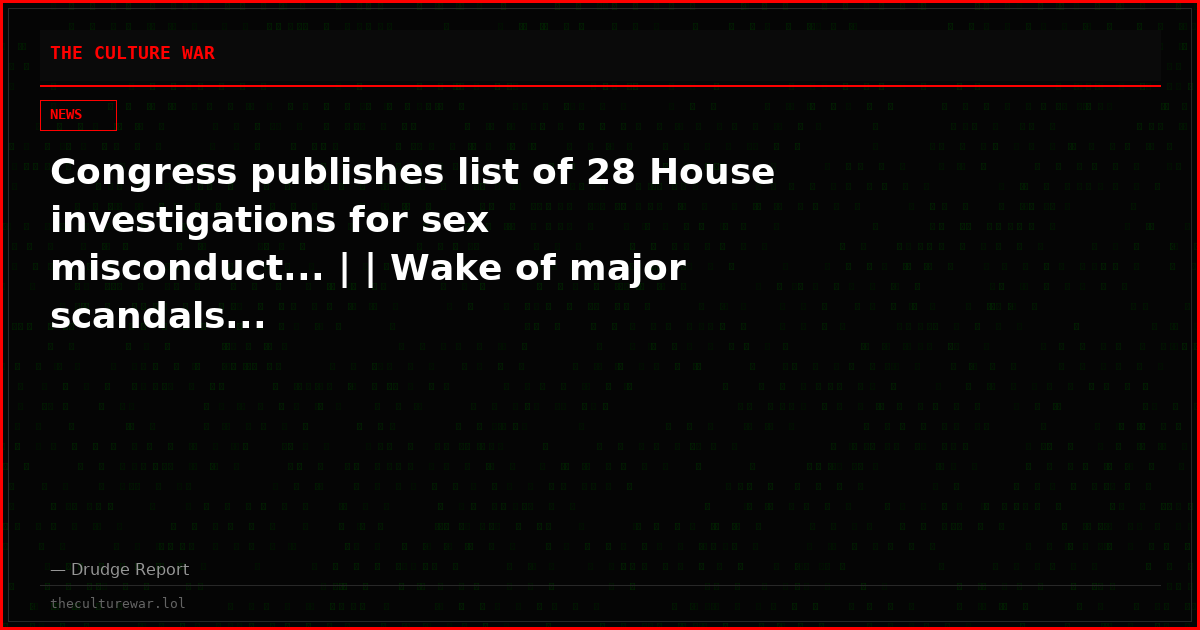 Congress publishes list of 28 House investigations for sex misconduct... | | Wake of major scandals...