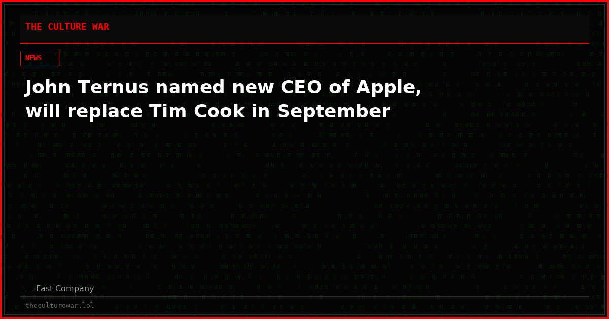 John Ternus named new CEO of Apple, will replace Tim Cook in September