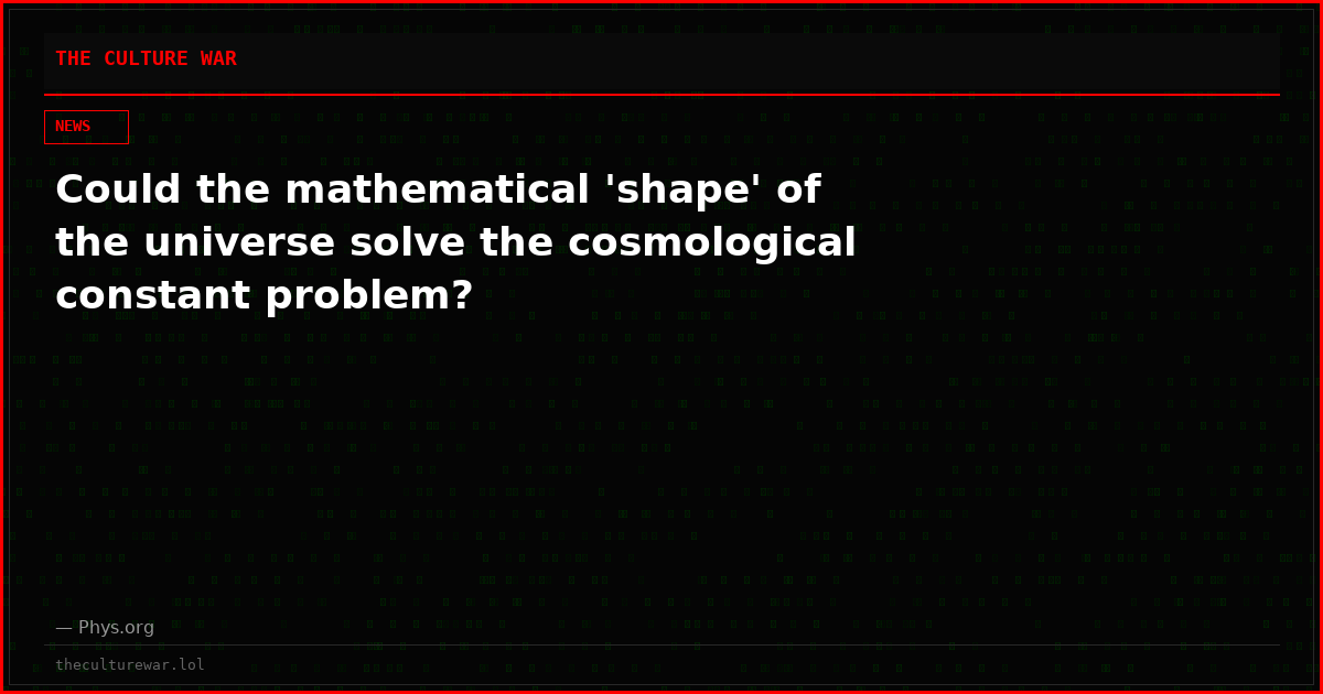 Could the mathematical 'shape' of the universe solve the cosmological constant problem?
