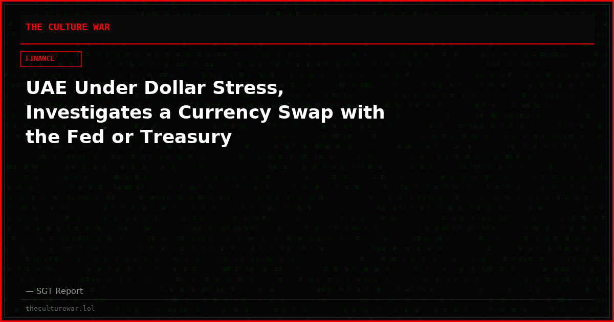 UAE Under Dollar Stress, Investigates a Currency Swap with the Fed or Treasury