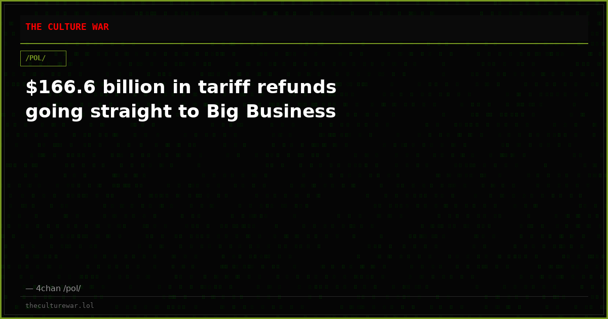 $166.6 billion in tariff refunds going straight to Big Business