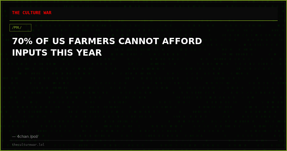 70% OF US FARMERS CANNOT AFFORD INPUTS THIS YEAR