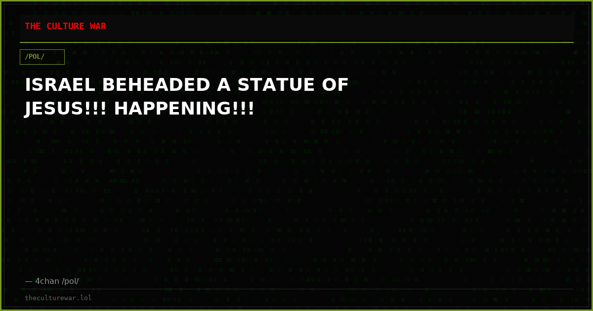 ISRAEL BEHEADED A STATUE OF JESUS!!! HAPPENING!!!