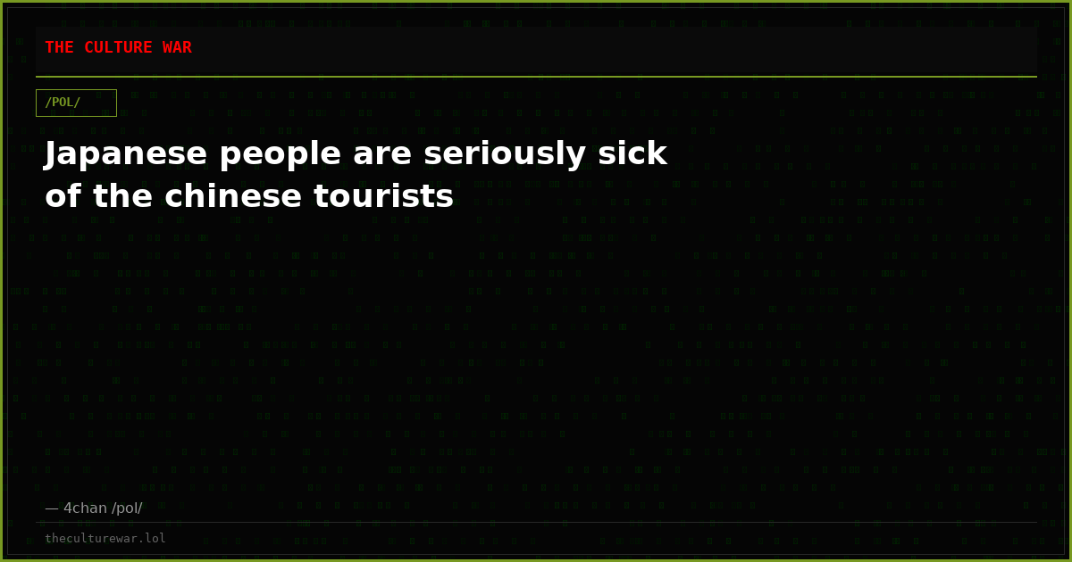 Japanese people are seriously sick of the chinese tourists