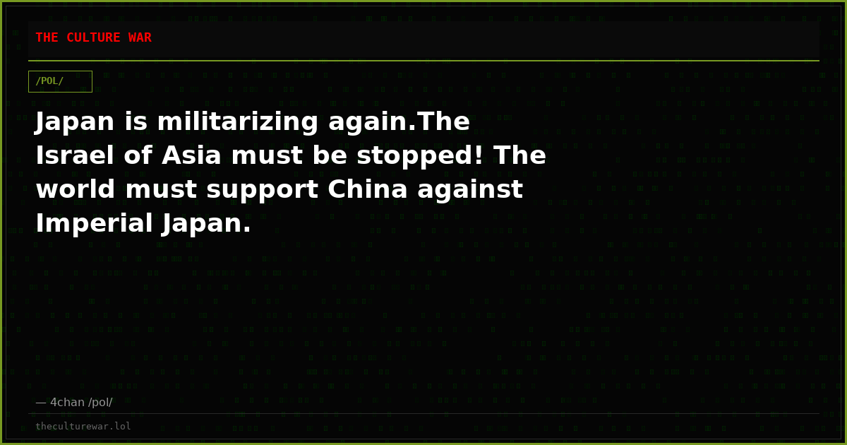 Japan is militarizing again.The Israel of Asia must be stopped! The world must support China against Imperial Japan.