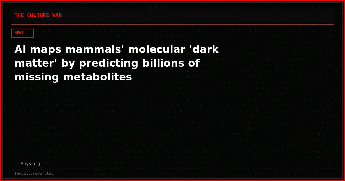 AI maps mammals' molecular 'dark matter' by predicting billions of missing metabolites