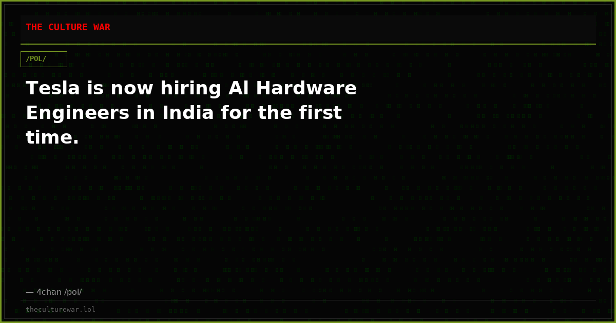 Tesla is now hiring Al Hardware Engineers in India for the first time.