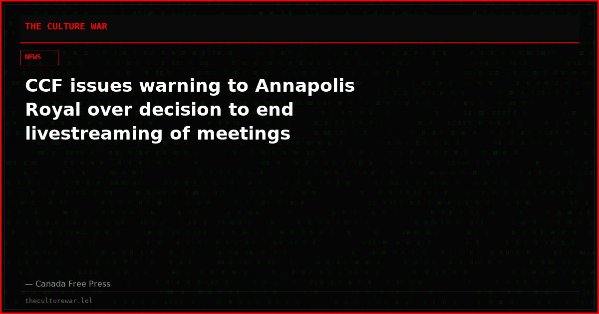 CCF issues warning to Annapolis Royal over decision to end livestreaming of meetings