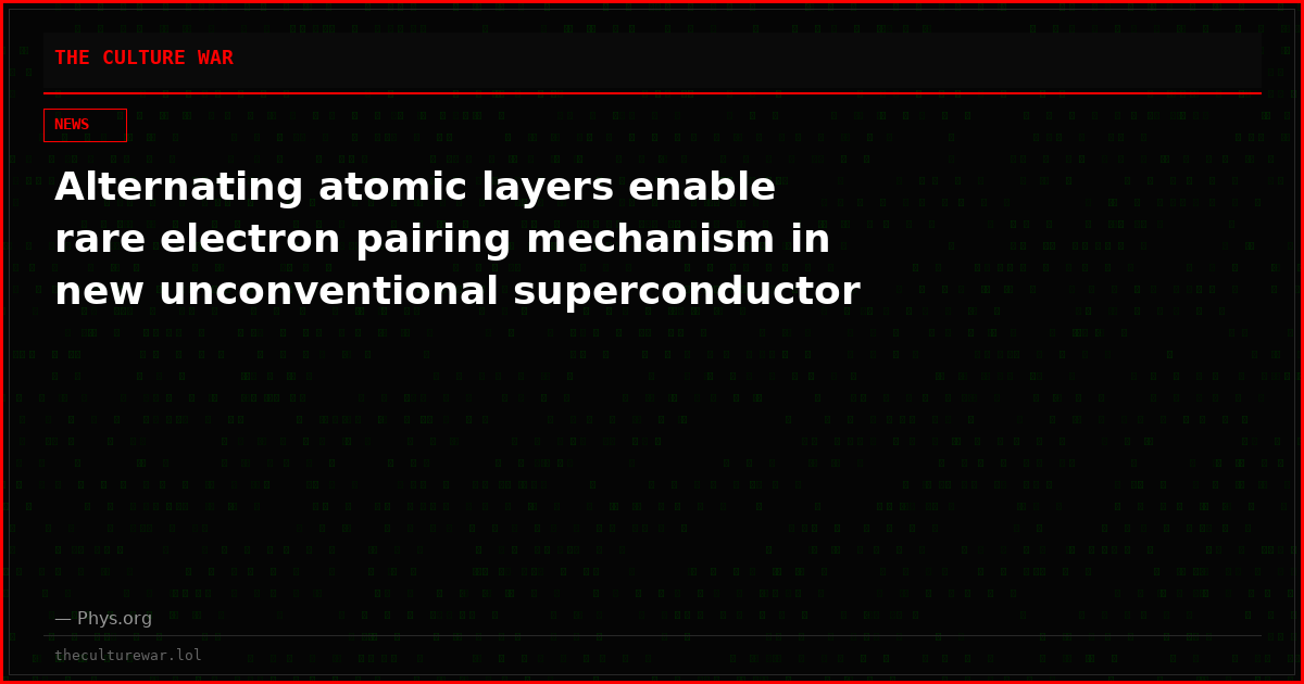 Alternating atomic layers enable rare electron pairing mechanism in new unconventional superconductor