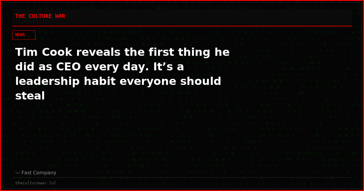 Tim Cook reveals the first thing he did as CEO every day. It’s a leadership habit everyone should steal