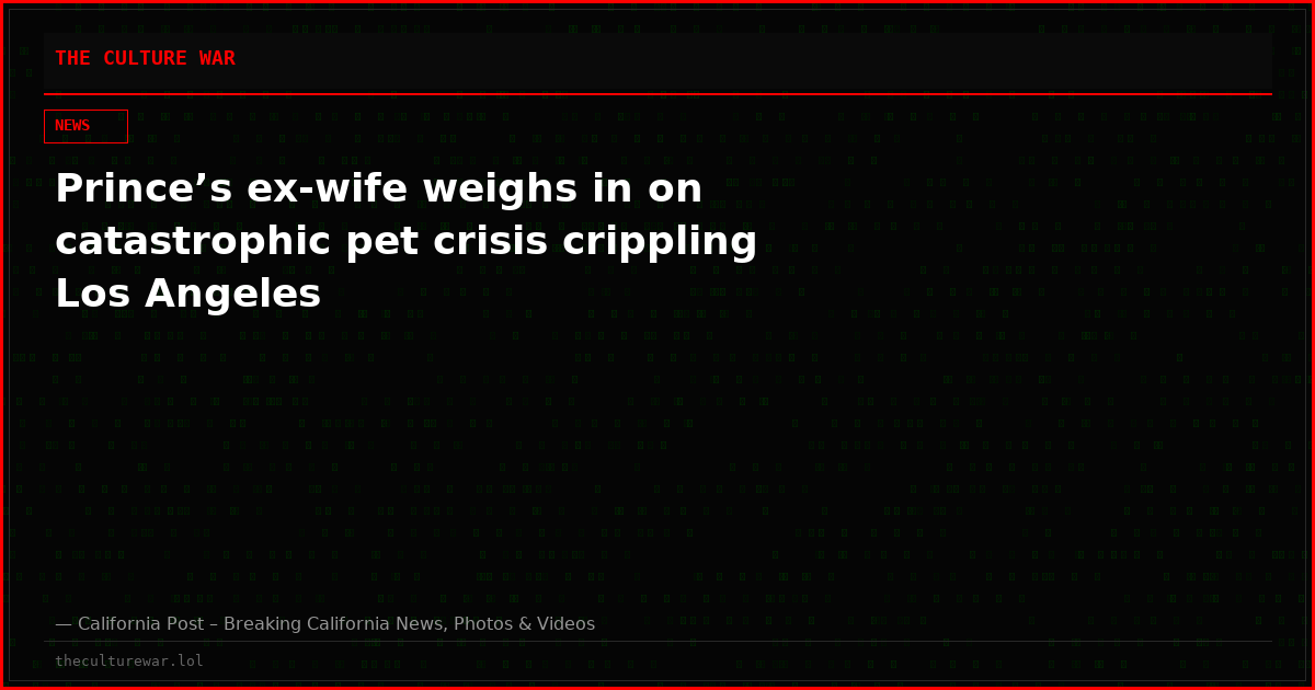 Prince’s ex-wife weighs in on catastrophic pet crisis crippling Los Angeles