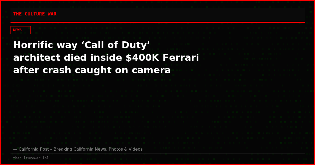 Horrific way ‘Call of Duty’ architect died inside $400K Ferrari after crash caught on camera