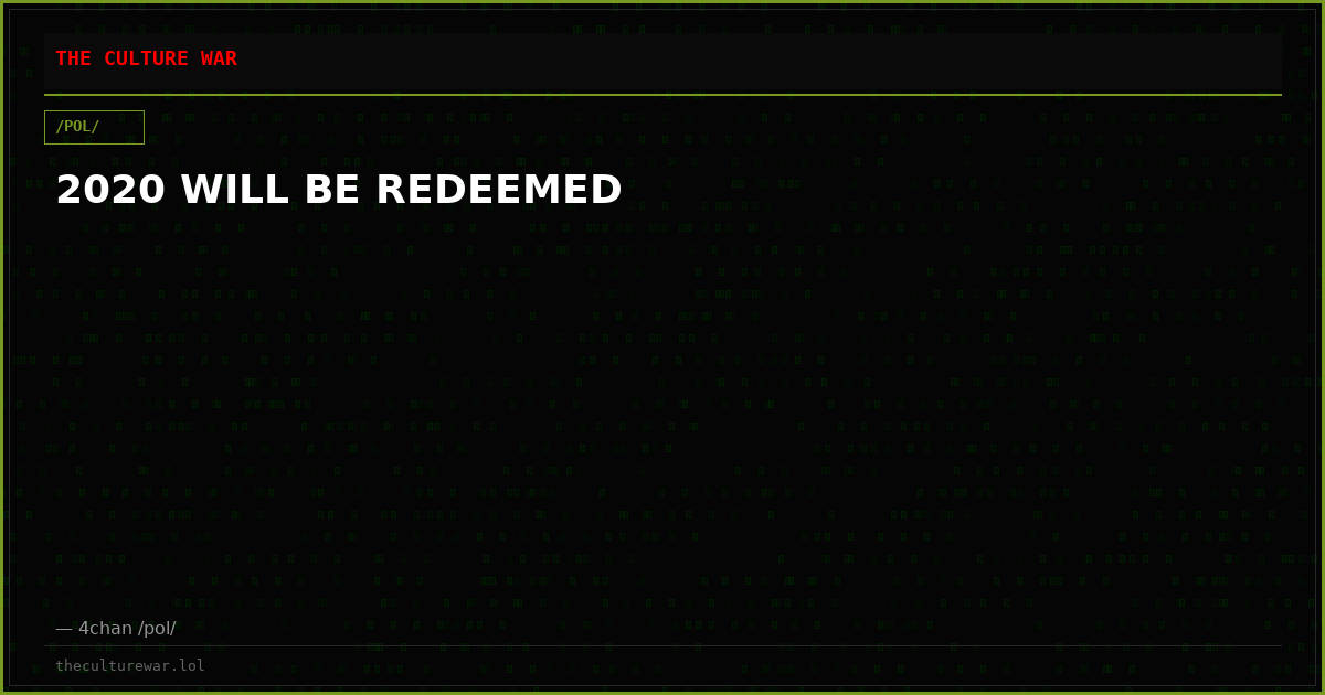 2020 WILL BE REDEEMED