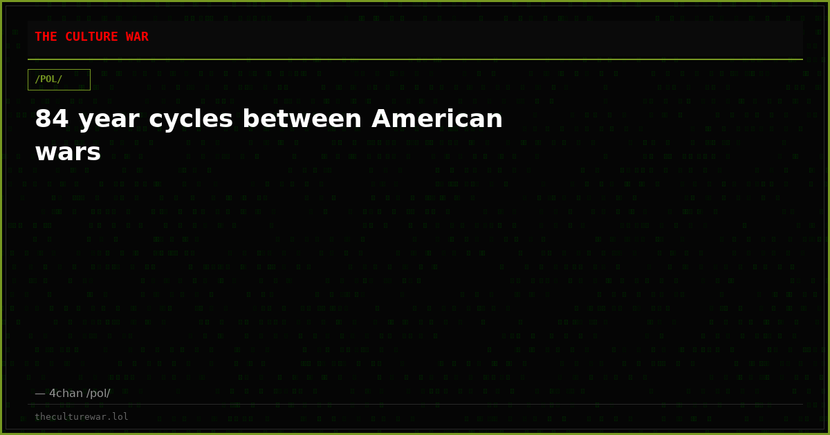 84 year cycles between American wars