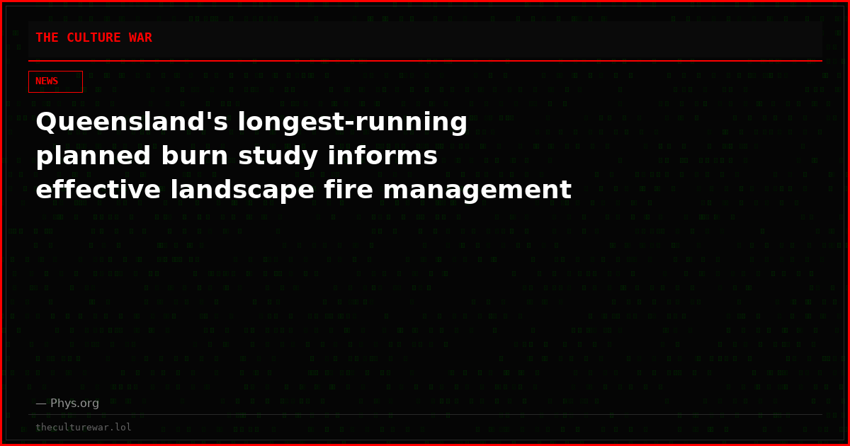 Queensland's longest-running planned burn study informs effective landscape fire management