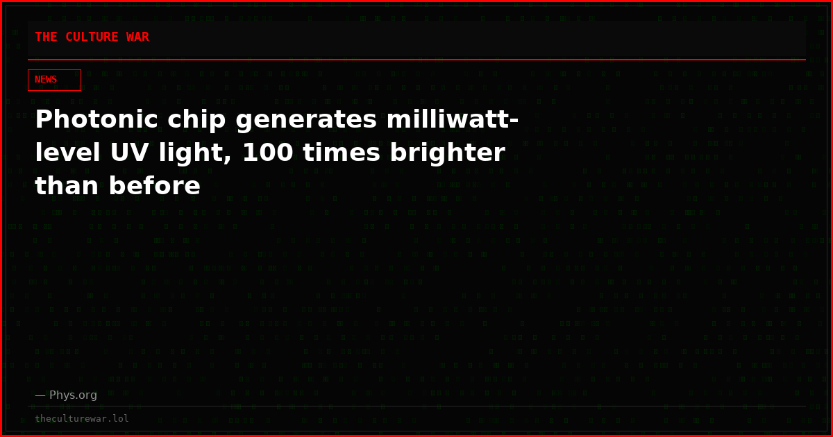 Photonic chip generates milliwatt-level UV light, 100 times brighter than before
