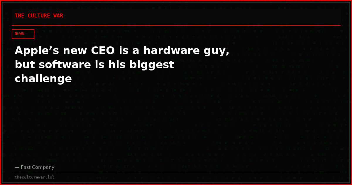 Apple’s new CEO is a hardware guy, but software is his biggest challenge