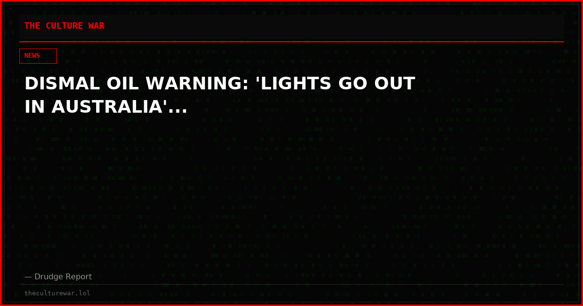 DISMAL OIL WARNING: 'LIGHTS GO OUT IN AUSTRALIA'...