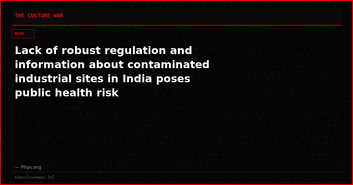 Lack of robust regulation and information about contaminated industrial sites in India poses public health risk