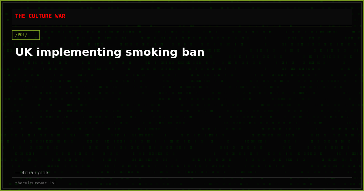 UK implementing smoking ban