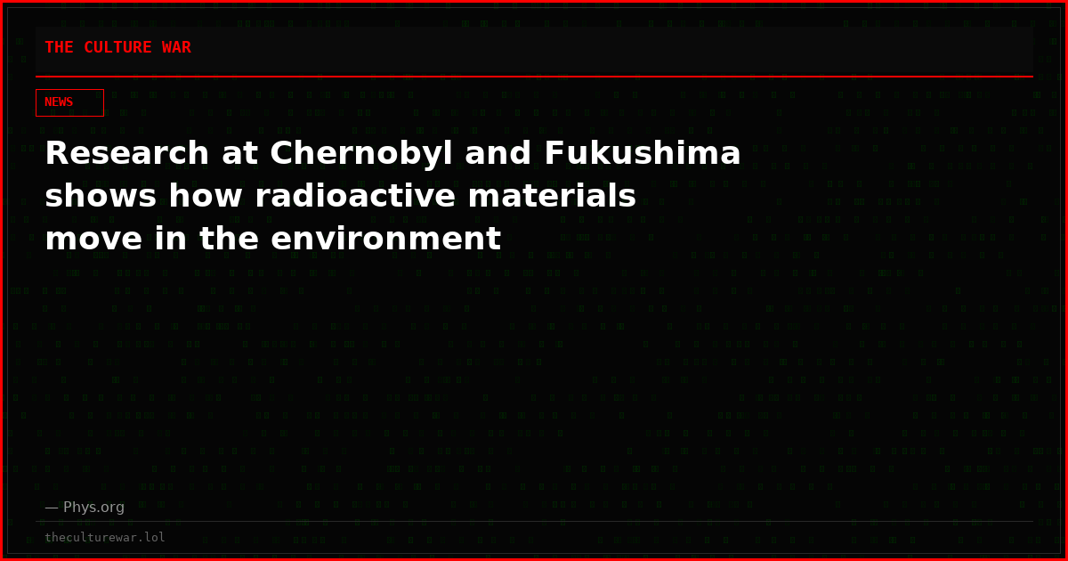 Research at Chernobyl and Fukushima shows how radioactive materials move in the environment