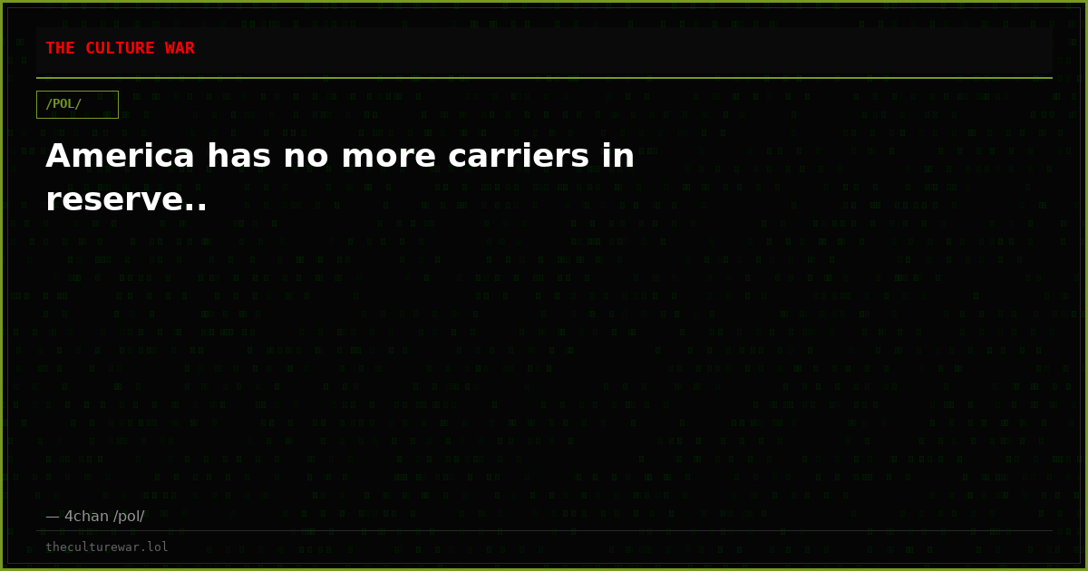America has no more carriers in reserve..