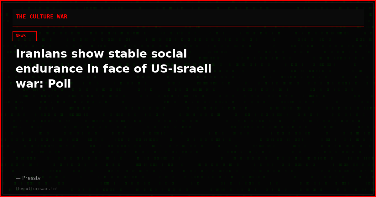 Iranians show stable social endurance in face of US-Israeli war: Poll