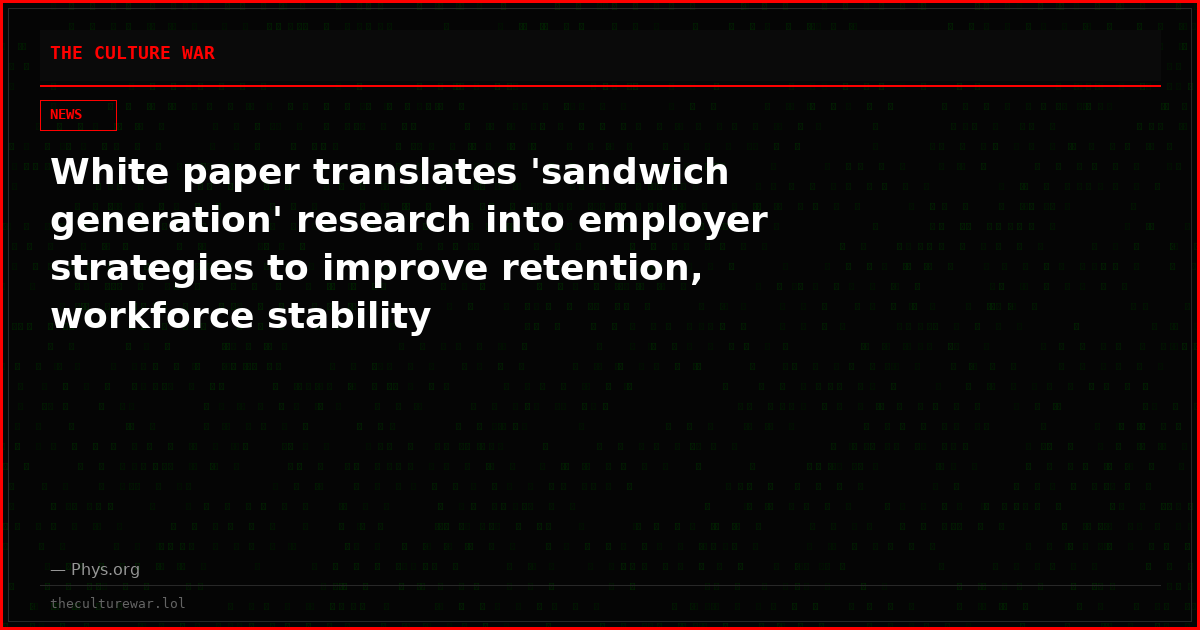 White paper translates 'sandwich generation' research into employer strategies to improve retention, workforce stability