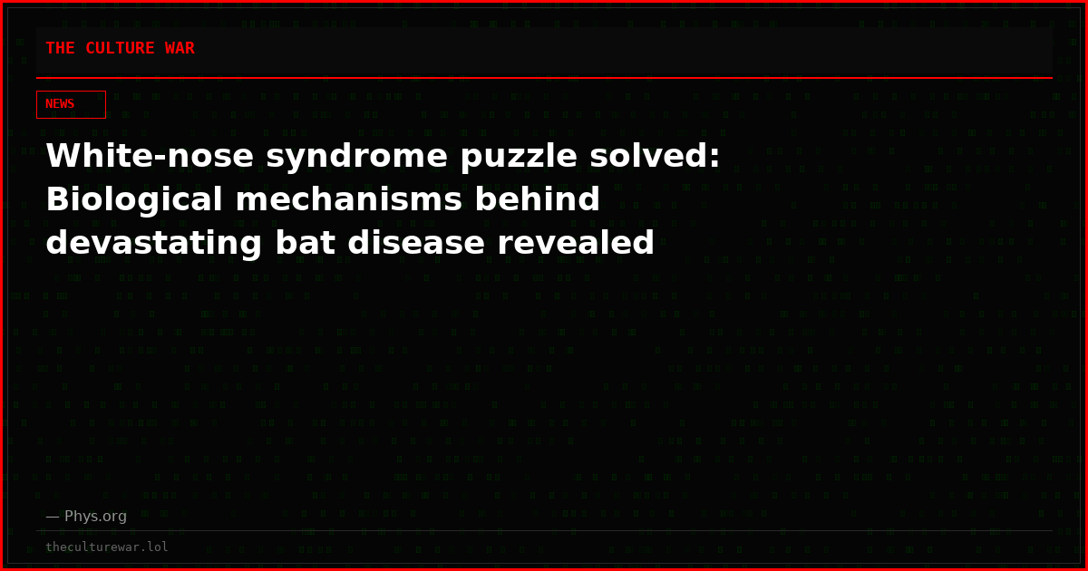 White-nose syndrome puzzle solved: Biological mechanisms behind devastating bat disease revealed