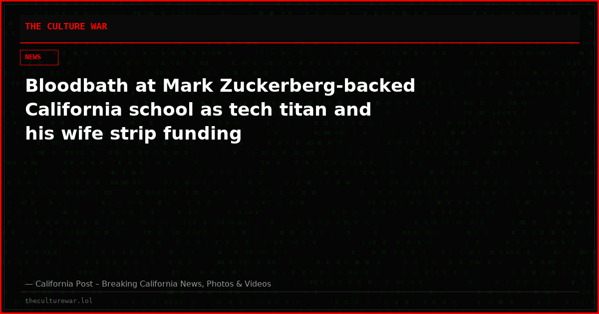 Bloodbath at Mark Zuckerberg-backed California school as tech titan and his wife strip funding