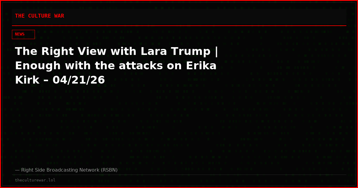 The Right View with Lara Trump | Enough with the attacks on Erika Kirk – 04/21/26