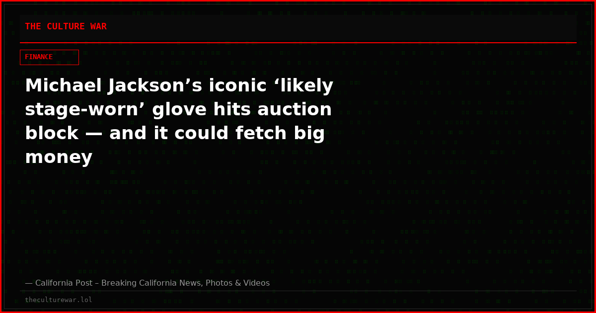 Michael Jackson’s iconic ‘likely stage-worn’ glove hits auction block — and it could fetch big money