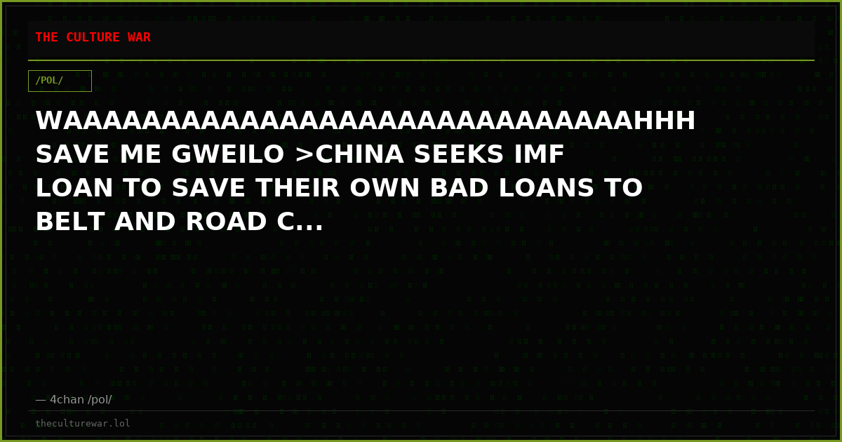 WAAAAAAAAAAAAAAAAAAAAAAAAAAAAAHHH SAVE ME GWEILO >CHINA SEEKS IMF LOAN TO SAVE THEIR OWN BAD LOANS TO BELT AND ROAD C...