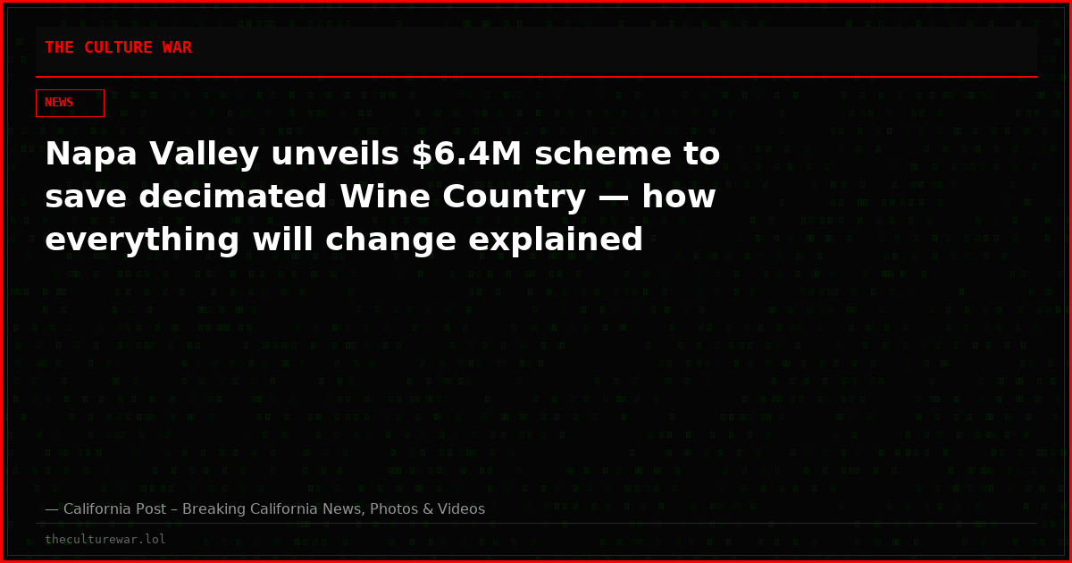 Napa Valley unveils $6.4M scheme to save decimated Wine Country — how everything will change explained
