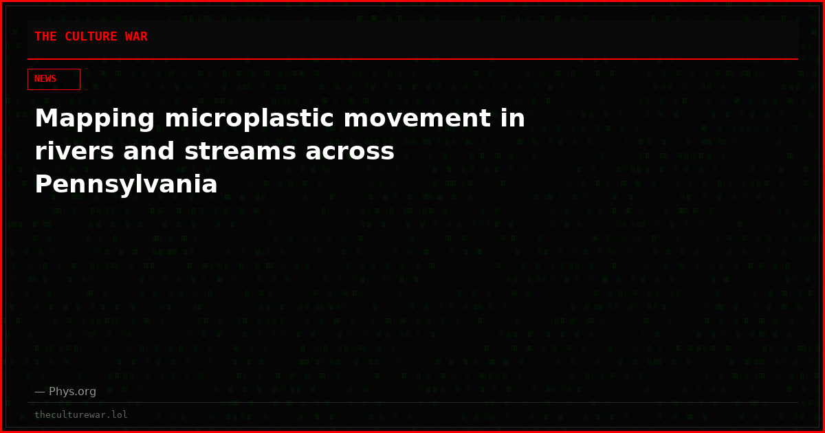 Mapping microplastic movement in rivers and streams across Pennsylvania