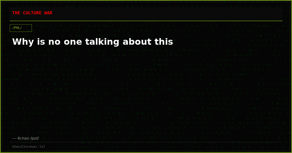 Why is no one talking about this