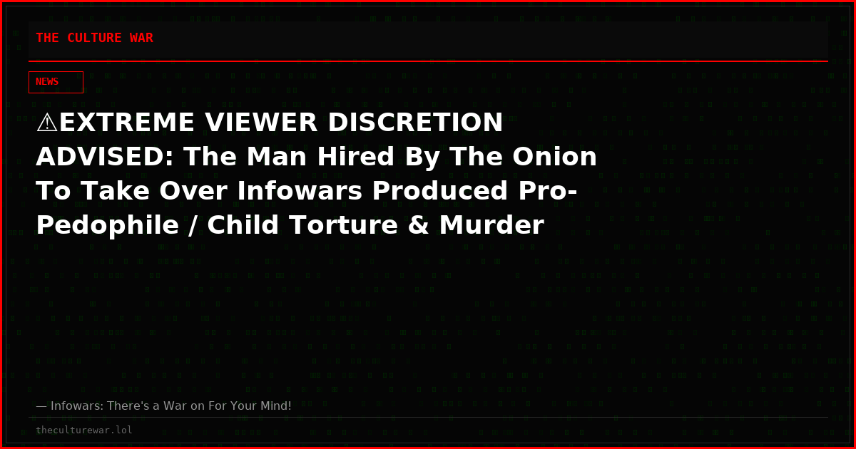 ⚠️EXTREME VIEWER DISCRETION ADVISED: The Man Hired By The Onion To Take Over Infowars Produced Pro-Pedophile / Child Torture & Murder Shows For Adult Swim In Conjunction With Will Ferrell Who Took Part In Satanic Rituals With Spirit Cooking High Priestess Marina Abramović!