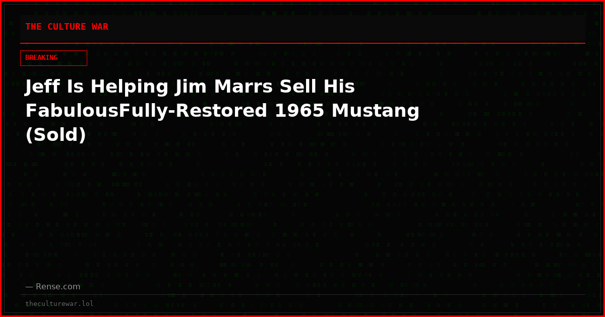 Jeff Is Helping Jim Marrs Sell His FabulousFully-Restored 1965 Mustang (Sold)