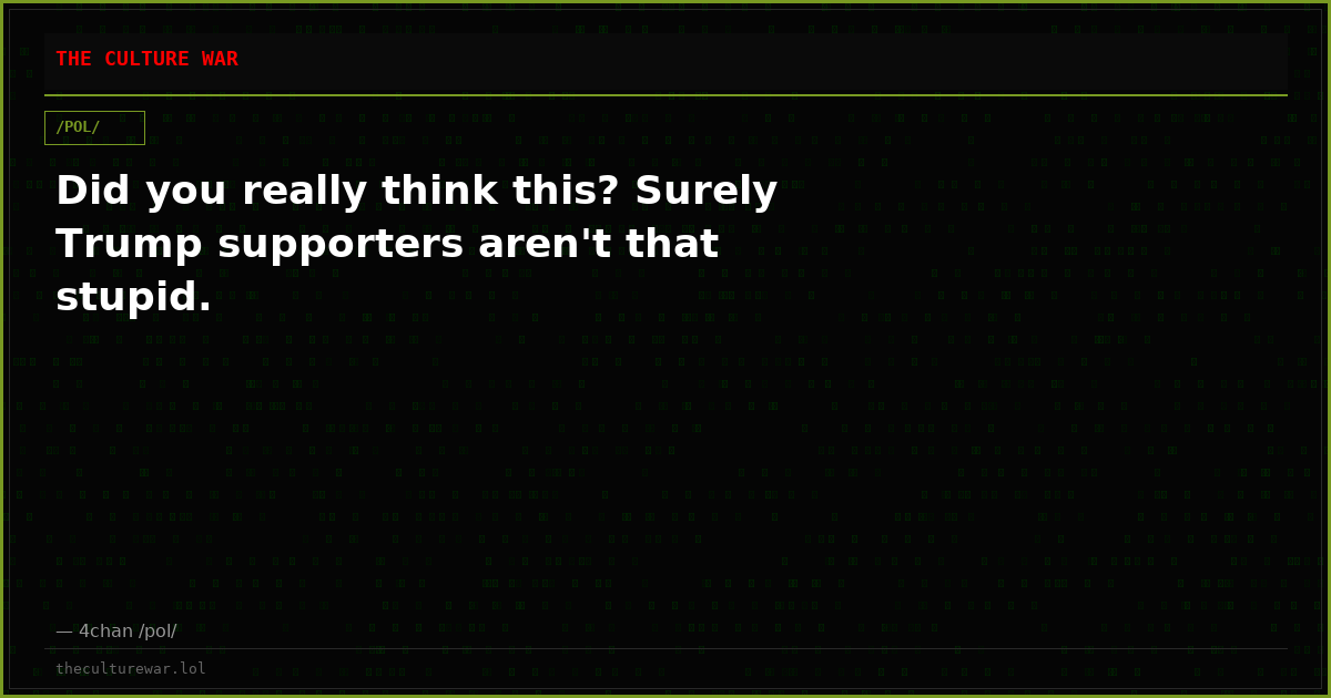 Did you really think this? Surely Trump supporters aren't that stupid.