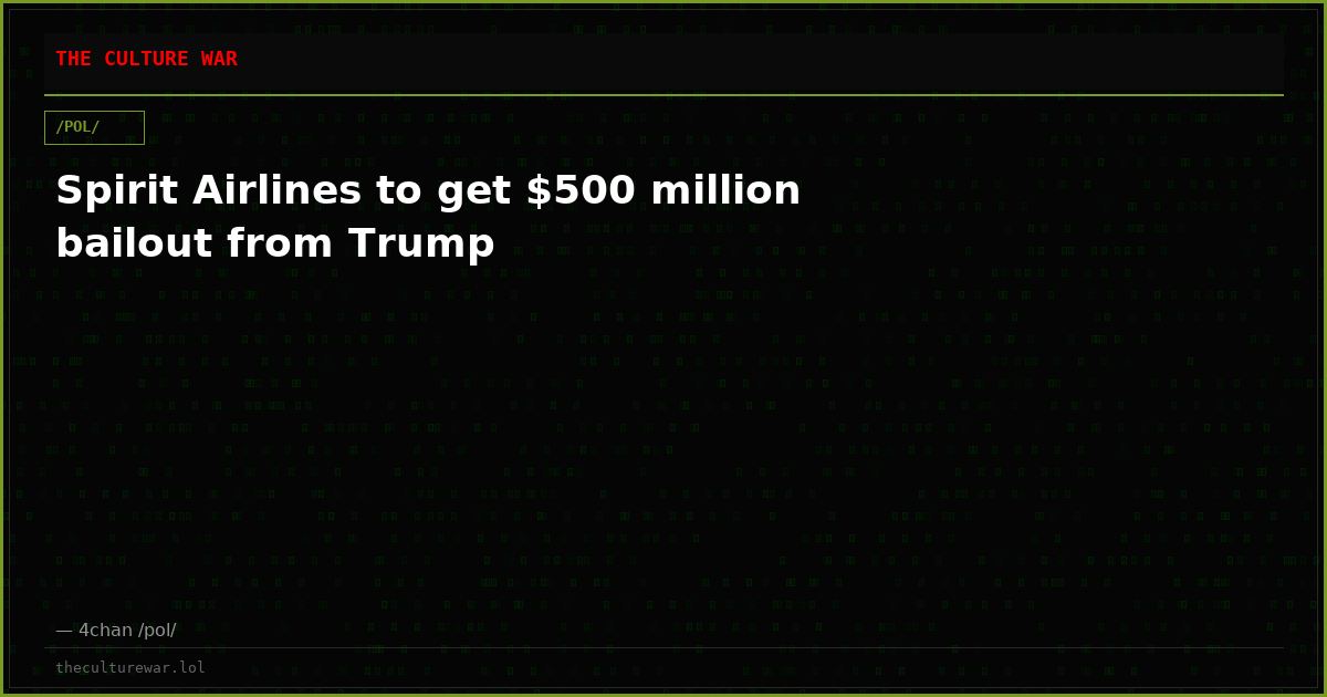 Spirit Airlines to get $500 million bailout from Trump