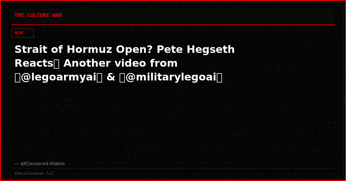 Strait of Hormuz Open? Pete Hegseth Reacts🤡 Another video from ⁨@legoarmyai⁩ & ⁨@militarylegoai⁩