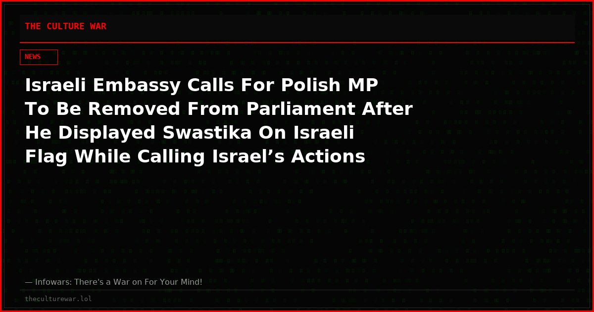 Israeli Embassy Calls For Polish MP To Be Removed From Parliament After He Displayed Swastika On Israeli Flag While Calling Israel’s Actions In Gaza Genocide