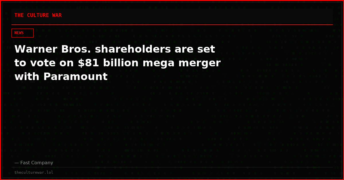 Warner Bros. shareholders are set to vote on $81 billion mega merger with Paramount