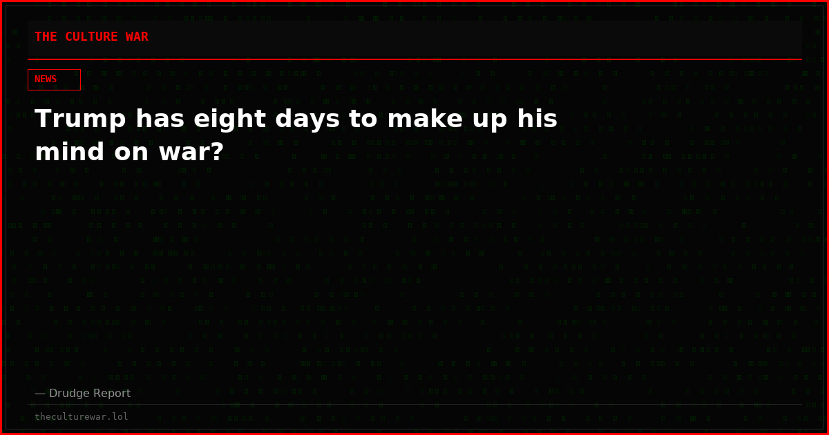 Trump has eight days to make up his mind on war?